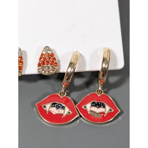 SUGARFIX by BaubleBar Halloween Earrings Set of 3 Candy Corn Ghost Vamp - Picture 2 of 6